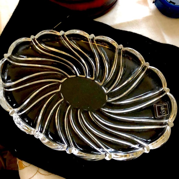 Mikasa peppermint swirl crystal oval Candy Dish